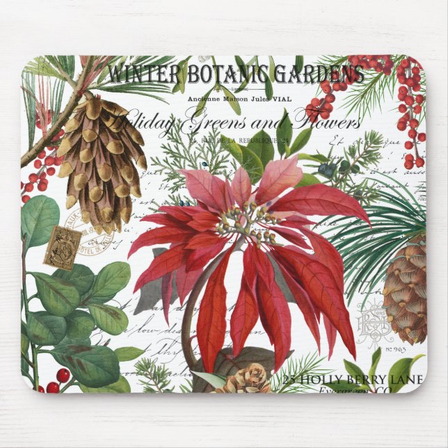 Mousepad Wintergarden moderno do vintage floral (Frente)