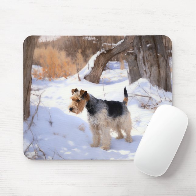 Mousepad Wire Fox Terrier Deixe Nevar Natal  (Com mouse)