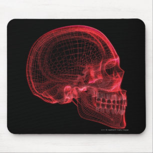 Mousepad Wireframe vermelho de um crânio