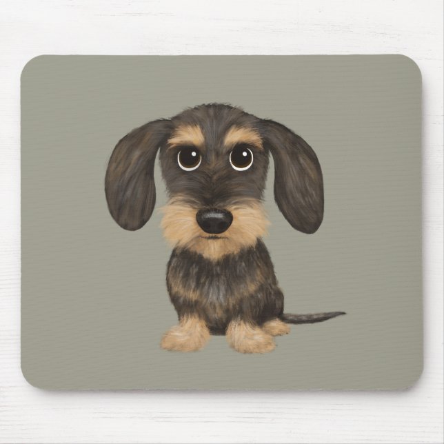 Mousepad Wirehaired Dachshund | Cachorro de Cartoon Teckel (Frente)