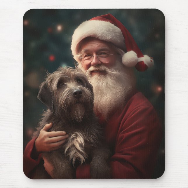 Mousepad Wirehaired Pointing Griffon Papai Noel Natal (Frente)
