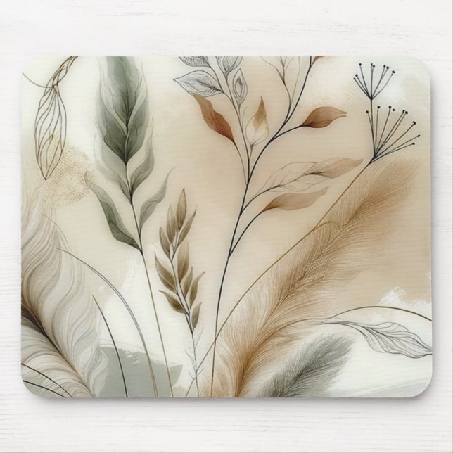 Mousepad Wispy Greenery Modern Botanical Boho Weding (Frente)