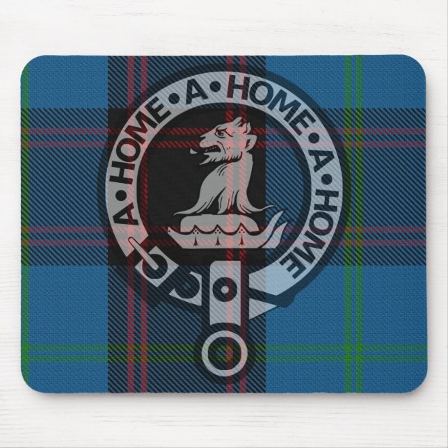 Mousepad with Clan Home Crest and Ancient Tartan (Frente)