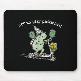 Mousepad Wizard Frog Hold Racket Scooter Ride Off To Play P