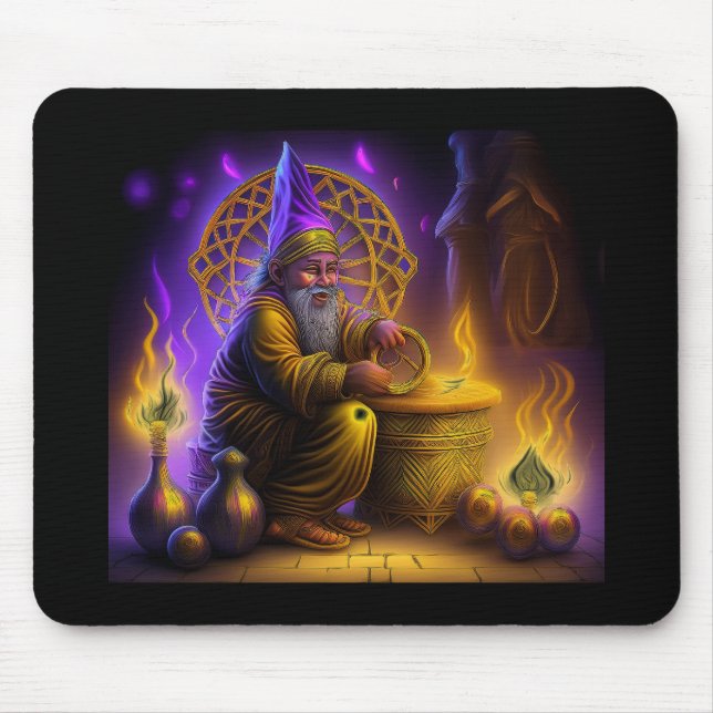 Mousepad Wizard Is Seated At Table Conjuring A Spell (Frente)