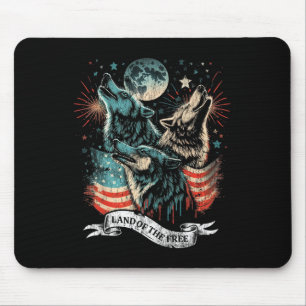 Mousepad Wolf 4 de julho Bandeira Americana Howling America
