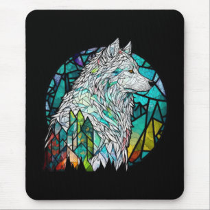 Mousepad Wolf Animal Portrait Vidro Estido Floresta Selvage