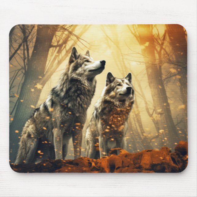 Mousepad Wolf Animal Wilderness Arte Colorida Muralha (Frente)