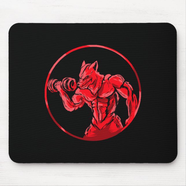 Mousepad Wolf Bodybuilder Workout Para Treinamento De Gym B (Frente)