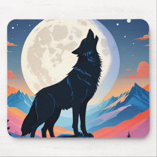 Mousepad Wolf Howling Na Lua