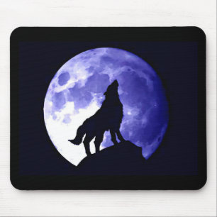 Mousepad Wolf Howling na Lua