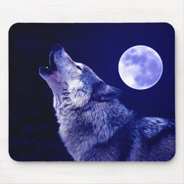 Mousepad Wolf Howling na Lua (Frente)
