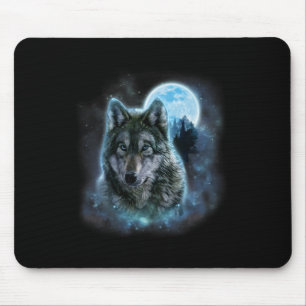 Mousepad Wolf Icy Moon Galaxy Caçando Cinzas Terrestres Wol