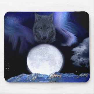 Mousepad Wolf, Lua e Montanhas Arte Fantástica de Vida Selv