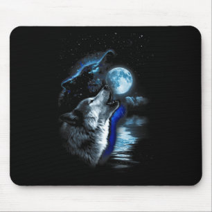 Mousepad Wolf Moon Lake Wolf Howling Full Moon Wolf Graphic