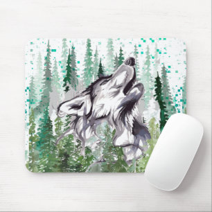 Mousepad Wolf Watercolor Pad Colorido do Mouse de Lobo