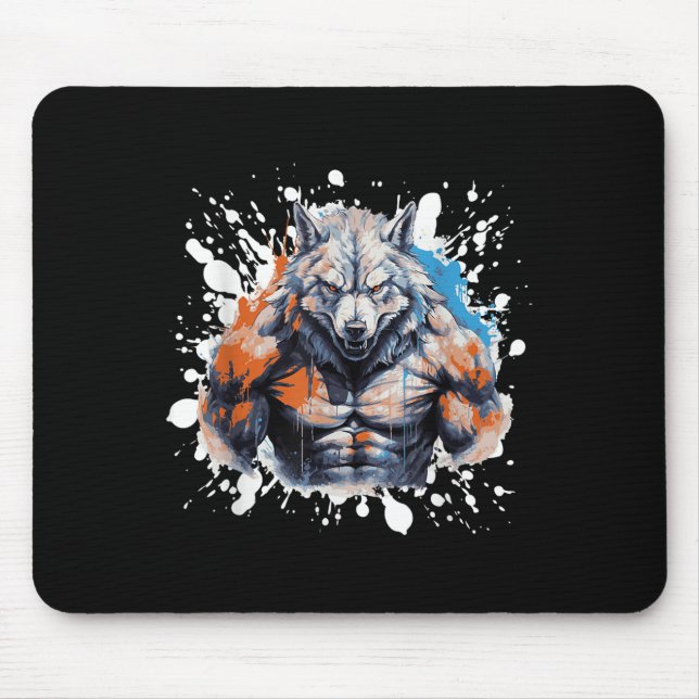 Mousepad Wolf Workout Gym Fighter Bodybuilder  (Frente)