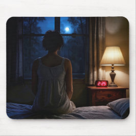 Mousepad Woman Sitting on Her Bed