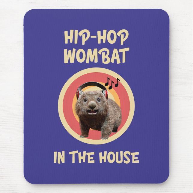 Mousepad Wombat de Hip-hop Engraçado em Casa (Frente)