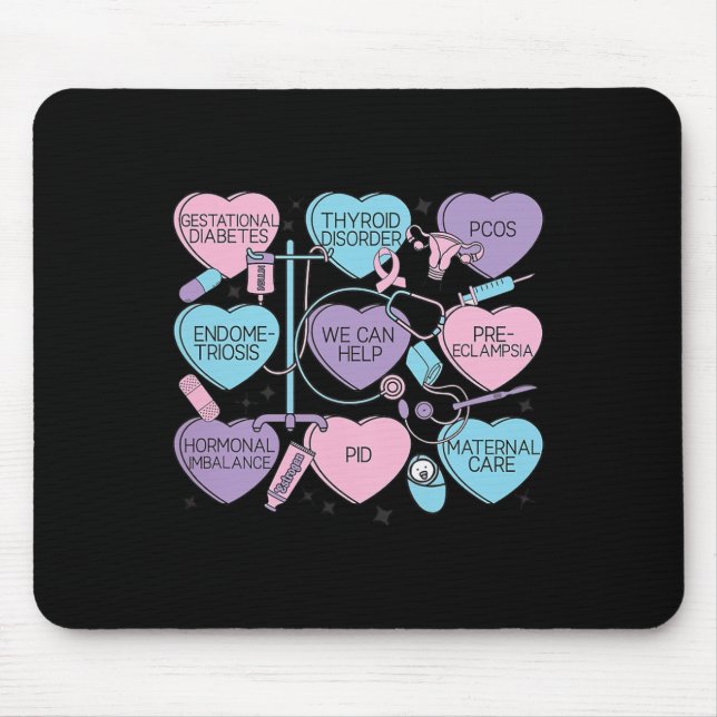 Mousepad Women Obstetrics Valentine's Day Nurse Ob Gyn Obst (Frente)