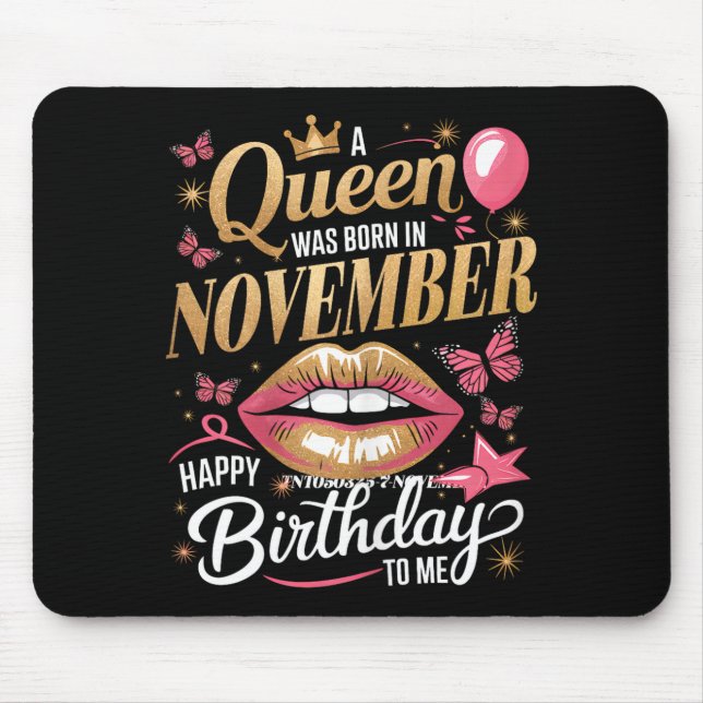 Mousepad Womens A Queen Was Born In November Happy Birthday (Frente)