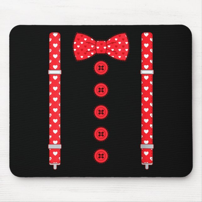 Mousepad Women's Funny Hearts Bow Tie Suspenders Valentine' (Frente)