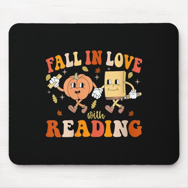 Mousepad Womens Groovy Fall In Love With Reading Thanksgivi (Frente)