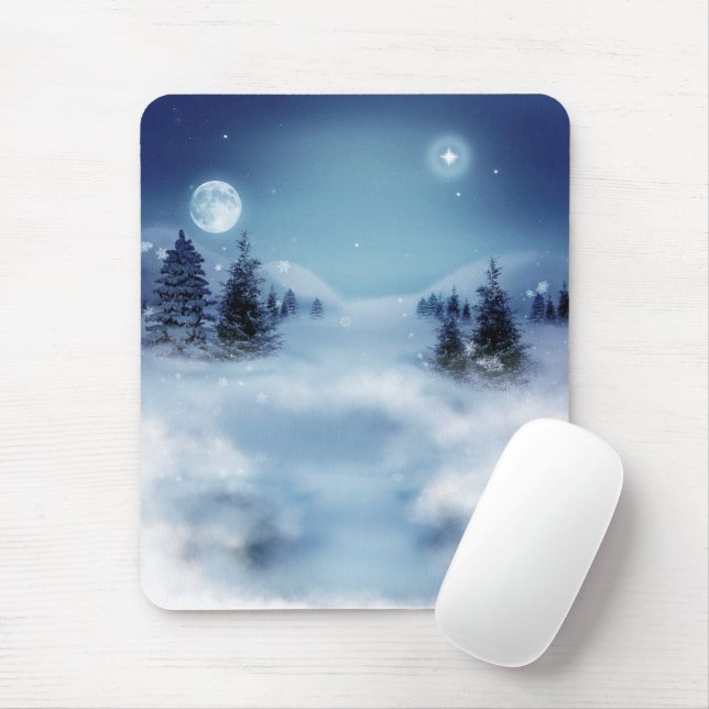 Mousepad Wonderland de inverno à noite (Com mouse)
