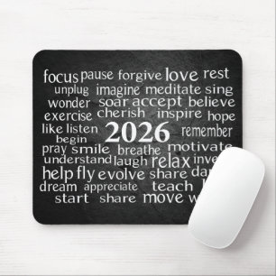 Mousepad Word Cloud 2026 em Black Slate Rock