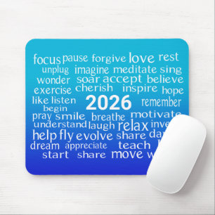 Mousepad Word Cloud 2026 Em Matizes Azuis