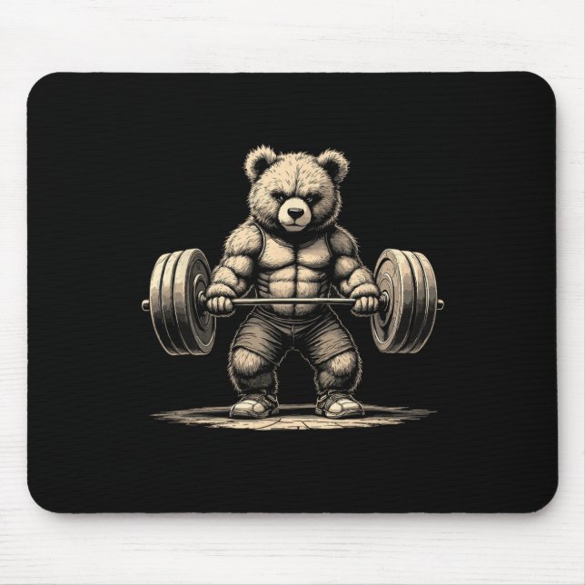 Mousepad Workout Bear Deadlifter Engraçado Gym Tee Levantan (Frente)
