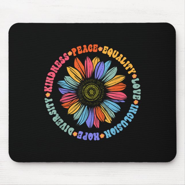 Mousepad World Peace Suprter Sunflower Floral Outfit Kindne (Frente)