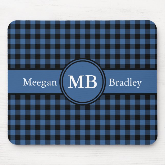 Mousepad Xadrez Azul e Preto personalizável (Frente)