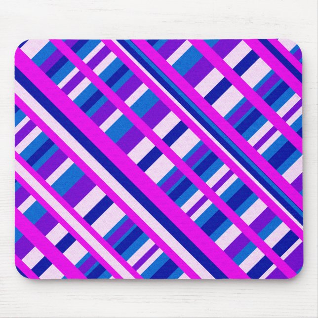 Mousepad Xadrez azul roxa rosa Diagonal (Frente)
