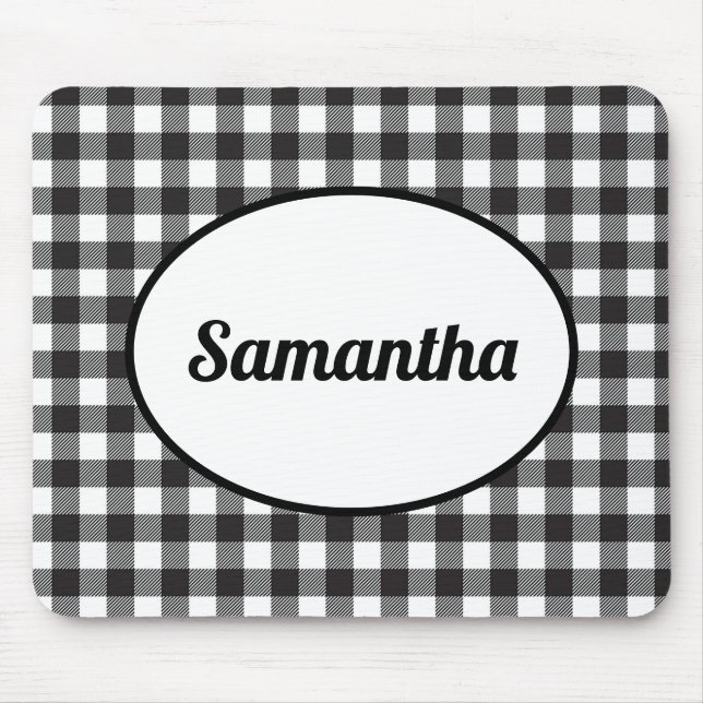 Mousepad Xadrez de Búfalo Preto e Branco Personalizado (Frente)