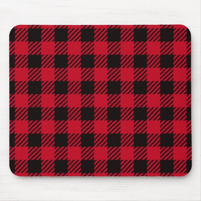 Mousepad Xadrez de Buffalo Vermelho (Frente)