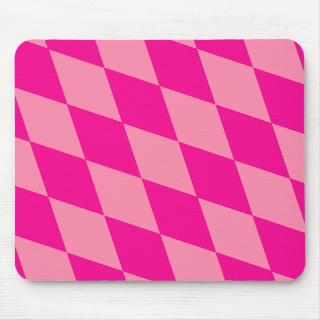 Mousepad Xadrez de Diamantes Harlequim Rosa Claro e Escuro (Frente)