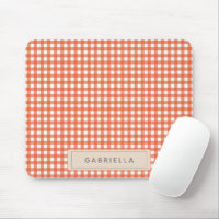 Xadrez de Gingham Laranja-Cute Vintage Personaliza