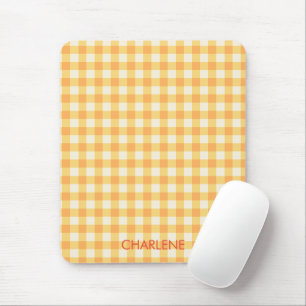 Mousepad Xadrez de Gingham Preppy Gingham Ish Laranja Amare