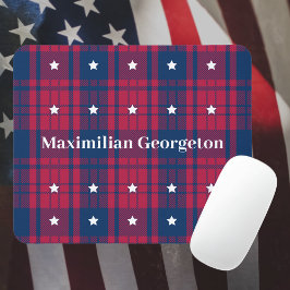 Mousepad Xadrez de Tartan - Patriótica - Estrelas Brancas A