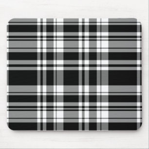 Mousepad xadrez de tartan preto e branco