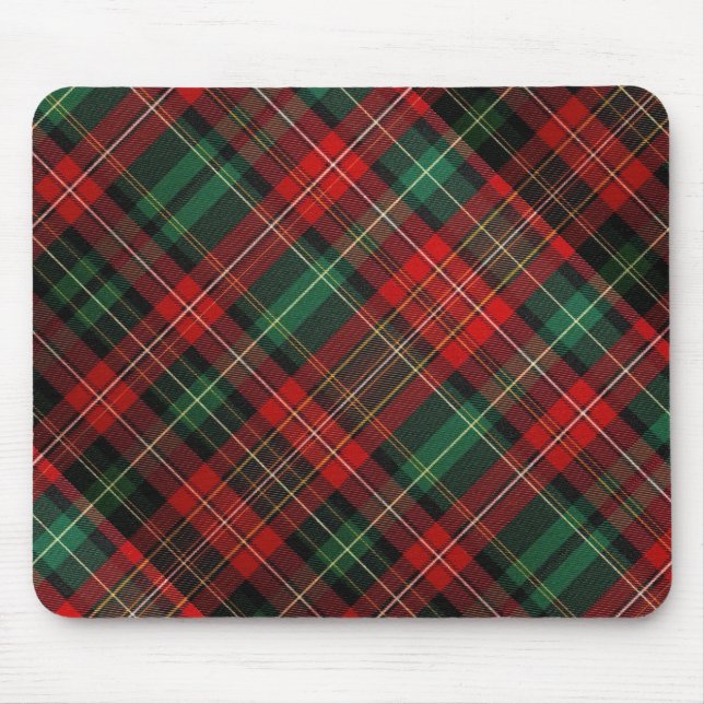Mousepad Xadrez de Tartan Vermelho e Verde (Frente)