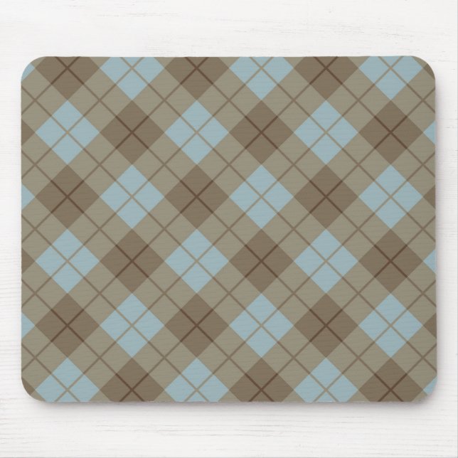 Mousepad Xadrez diagonal no azul e no Brown (Frente)