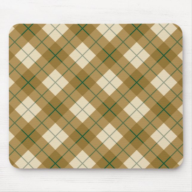 Mousepad Xadrez diagonal no ouro com listra verde (Frente)