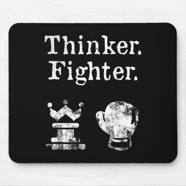 Mousepad Xadrez do Xadrez Boxer Thinker Fighter Boxer Lover (Frente)