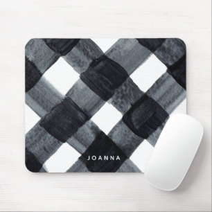 Mousepad Xadrez e nome pintados de búfalos preto e branco