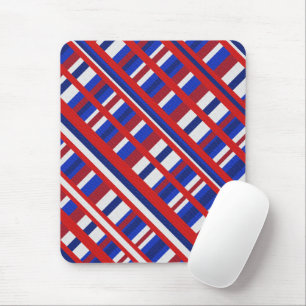 Mousepad Xadrez em vermelho, branco e azul Diagonal