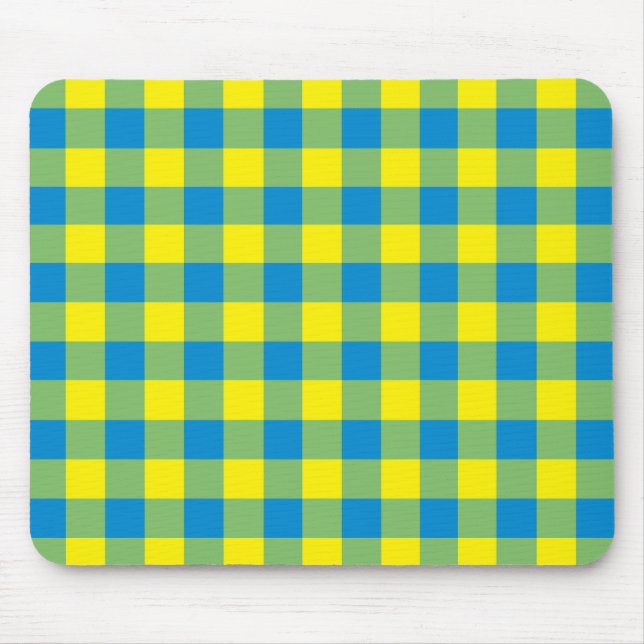 Mousepad Xadrez Escocês Azul Amarelo Verde (Frente)