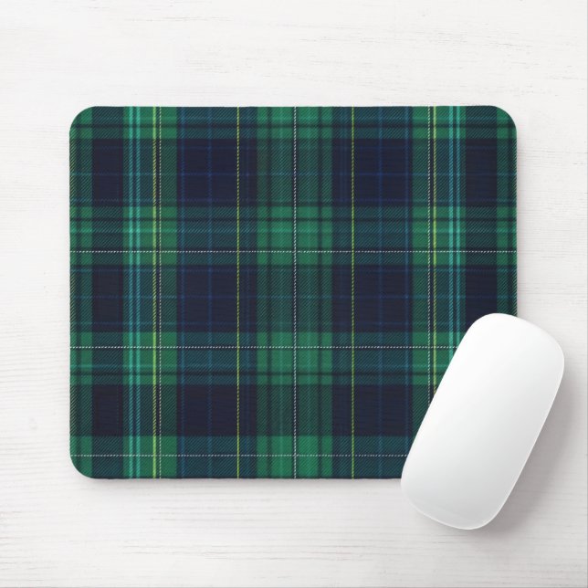 Mousepad Xadrez escocesa verde e azul de Tartan (Com mouse)