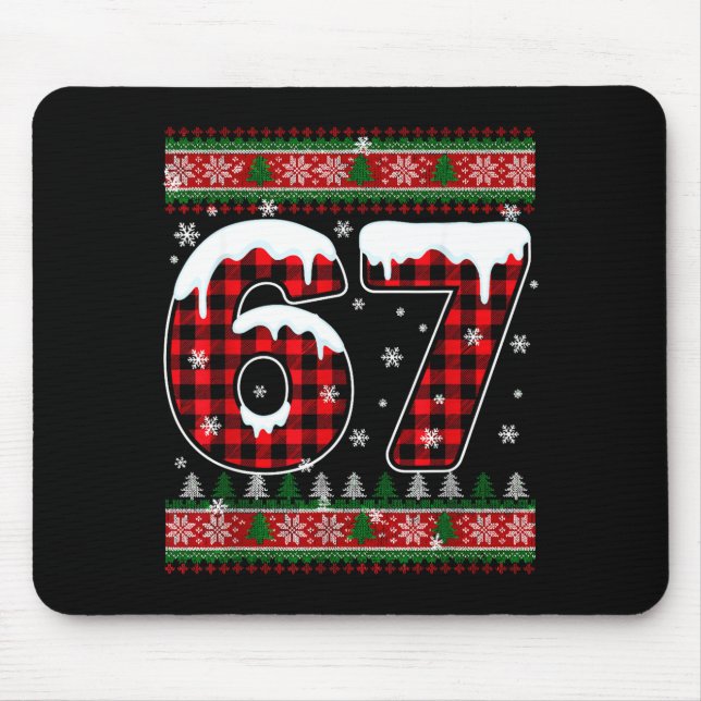 Mousepad Xadrez Floco de Neve Seis Sete Natal 67 Meme  (Frente)